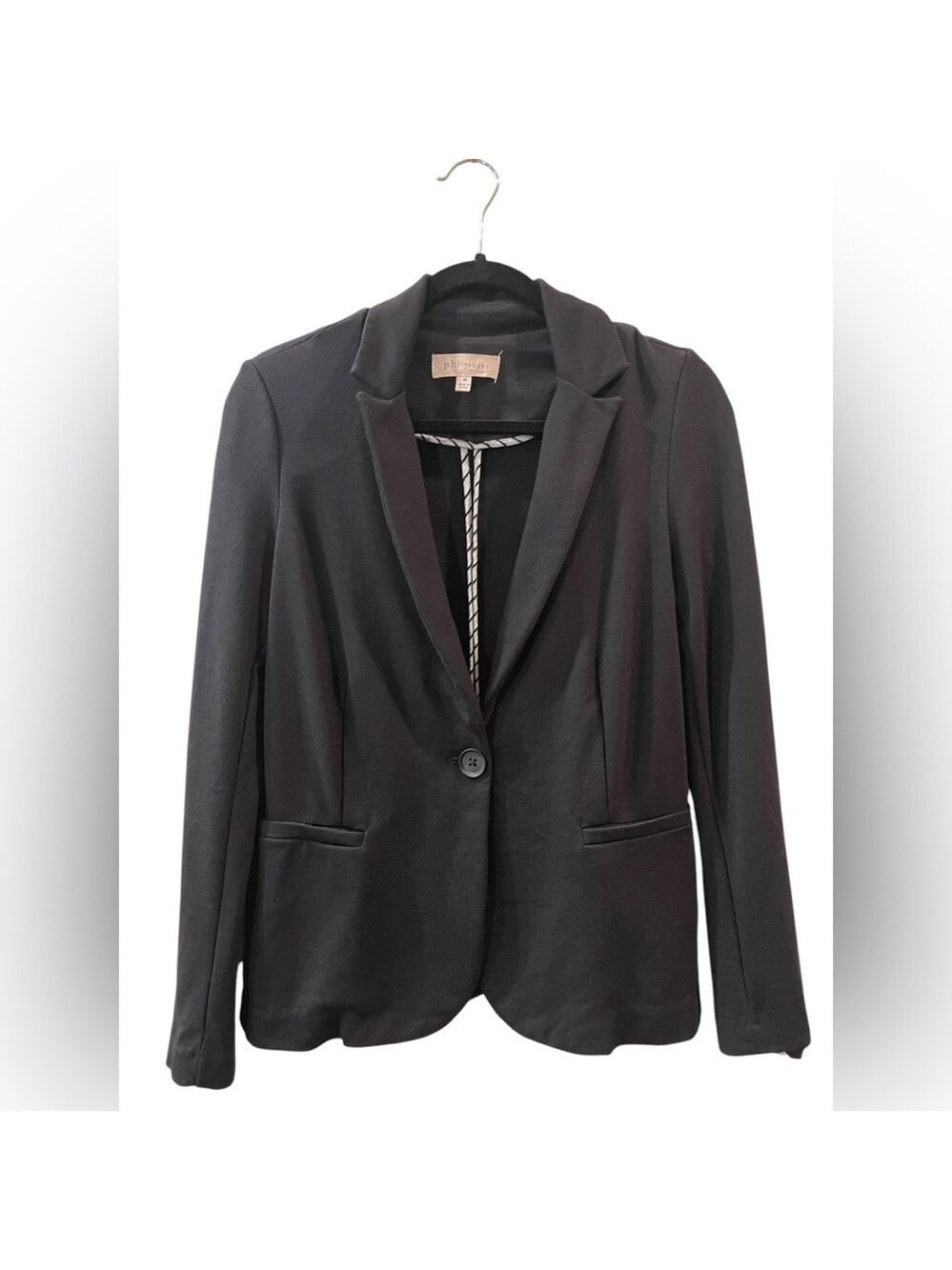 Philosophy Women’s Black Blazer Jacket One Button Stretch Size: Medium